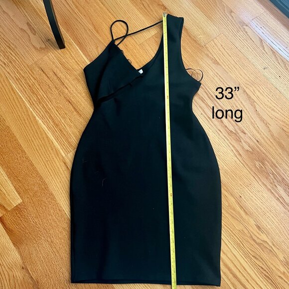 ZARA Black Asymmetrical Asymmetric Bodycon Dress LBD Size M - Picture 8 of 9
